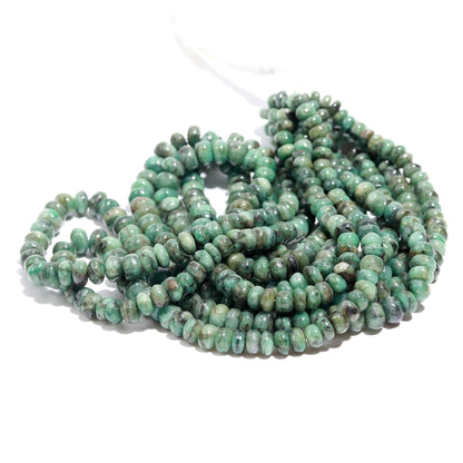 Emerald Smooth Beads 7-8 MM Natural Emerald Smooth Rondelle Sakota Emerald Rondelle 16" Strand for Handmade Designer Jewelry Craft Making