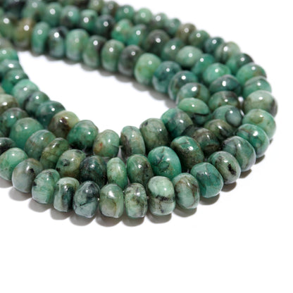 Emerald Smooth Beads 7-8 MM Natural Emerald Smooth Rondelle Sakota Emerald Rondelle 16" Strand for Handmade Designer Jewelry Craft Making