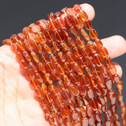 Hessonite Garnet Smooth Oval Beads Natural 6x9 MM - 7x10 MM Hessonite Smooth Oval Shape Beads Garnet Beads for Handmade Jewelry Making Craft