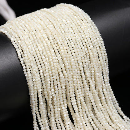 5 Strands Mother Of Pearl Faceted Rondelle Beads 2.5 MM Mother Of Pearl Rondelle 12" Strand Natural MOP for Designer Jewelry Making Craft