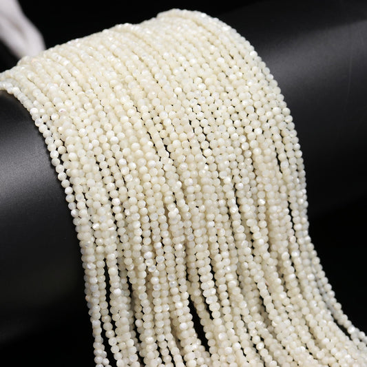 5 Strands Mother Of Pearl Faceted Rondelle Beads 2.5 MM Mother Of Pearl Rondelle 12" Strand Natural MOP for Designer Jewelry Making Craft