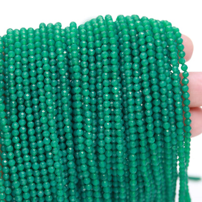 5 Strands Green Onyx Faceted Round Beads 3.5 MM Green Onyx Round Beads Faceted 13" Strand Natural Green Onyx for Designer Jewelry Making