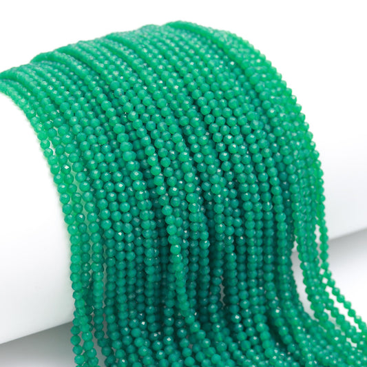 5 Strands Green Onyx Faceted Round Beads 3.5 MM Green Onyx Round Beads Faceted 13" Strand Natural Green Onyx for Designer Jewelry Making