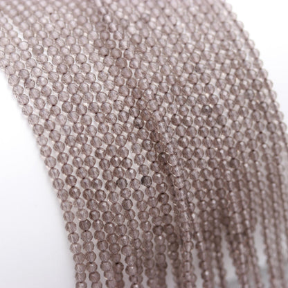 3 Strands Smokey Quartz Faceted Rondelle Beads 2.5 MM Smokey Quartz Rondelle Beads 12" Strand Natural Smokey Quartz for Jewelry Making Craft