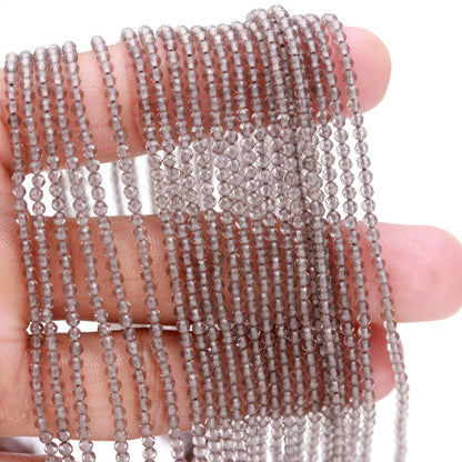 3 Strands Smokey Quartz Faceted Rondelle Beads 2.5 MM Smokey Quartz Rondelle Beads 12" Strand Natural Smokey Quartz for Jewelry Making Craft
