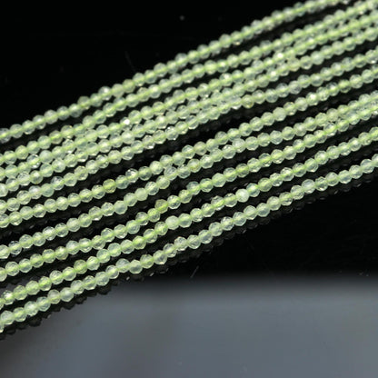 5 Strands AAA Natural Prehnite Faceted Rondelle Beads 2.25 MM Prehnite Rondelle Faceted Beads, 12” Green Prehnite Rondelle Beads Strand