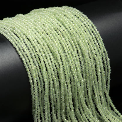 5 Strands AAA Natural Prehnite Faceted Rondelle Beads 2.25 MM Prehnite Rondelle Faceted Beads, 12” Green Prehnite Rondelle Beads Strand