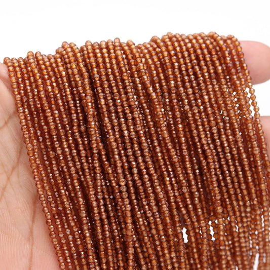 5 Strands Natural Hessonite Faceted Rondelle Beads, 2.5 MM Hessonite Rondelle Beads, AAA Orange Hessonite Beads for Jewelry Necklace