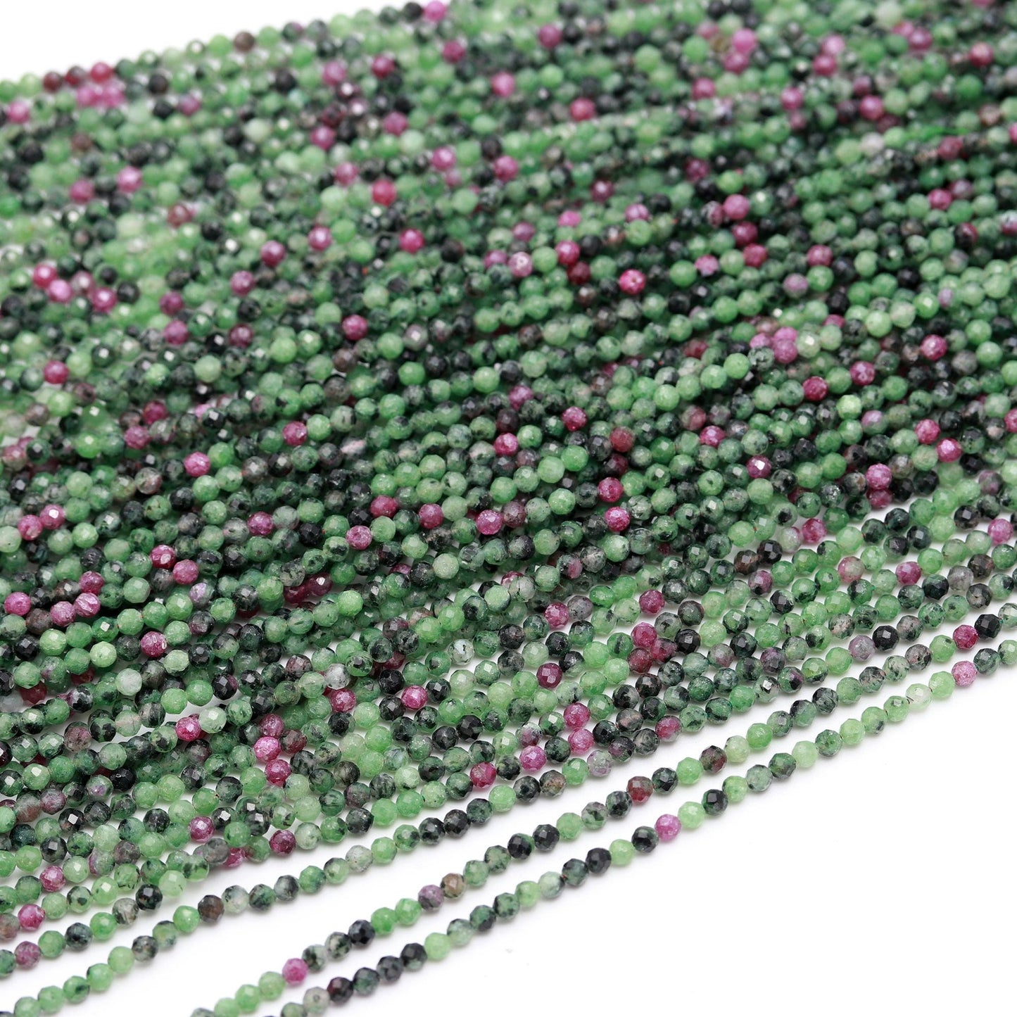 5 Strands Ruby Zoisite Faceted Rondelle Beads 2.5 MM Natural Ruby Zoisite Beads, 13" Red Green Mix Ruby Zoisite Gemstone Round Beads