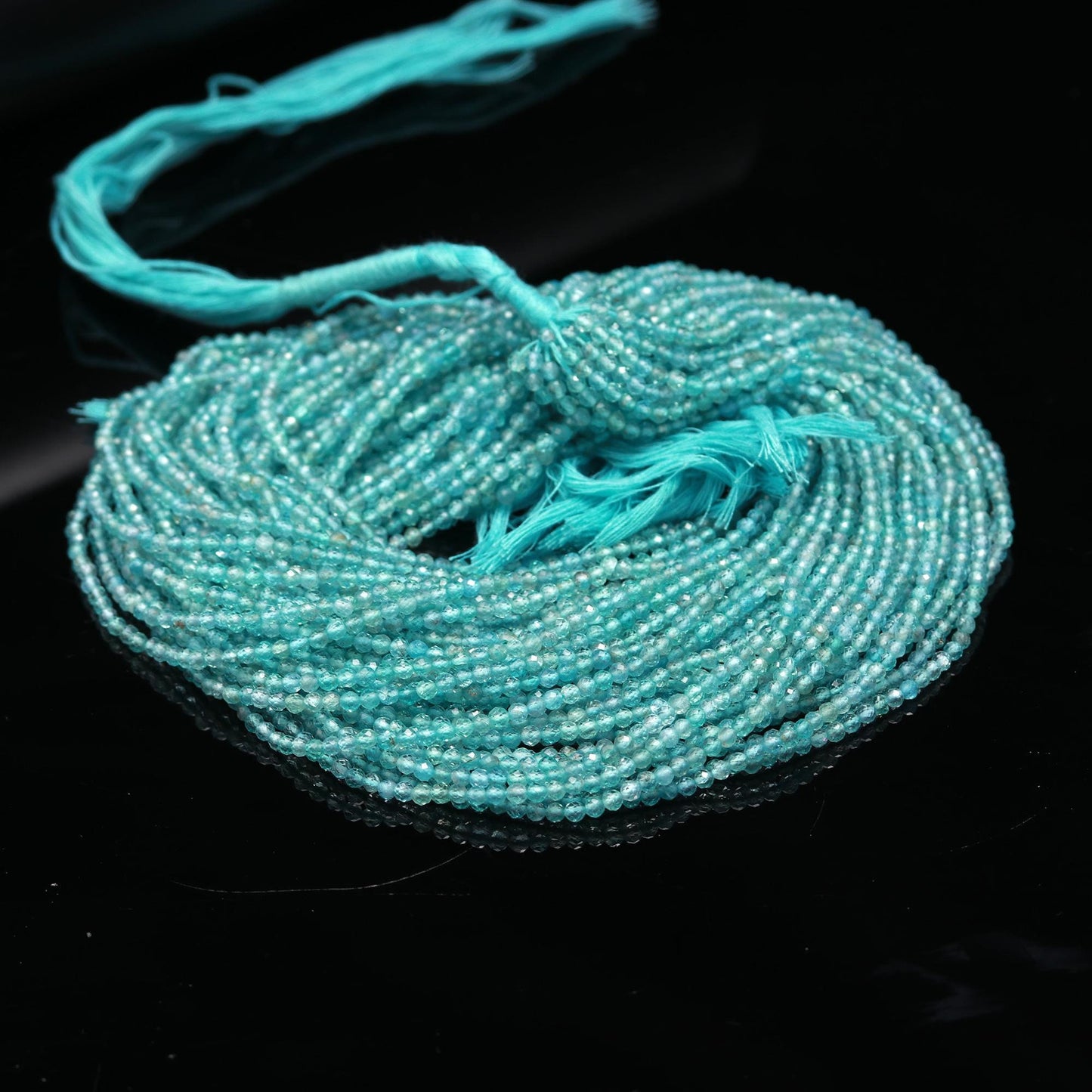 5 Strands Sky Blue Apatite Faceted Round Beads 3 MM Blue Apatite Round Beads Aqua Blue Apatite 13" Strand Natural Apatite for Jewelry Making