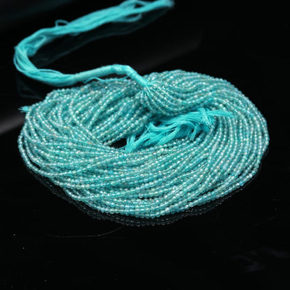 5 Strands Sky Blue Apatite Faceted Round Beads 3 MM Blue Apatite Round Beads Aqua Blue Apatite 13" Strand Natural Apatite for Jewelry Making