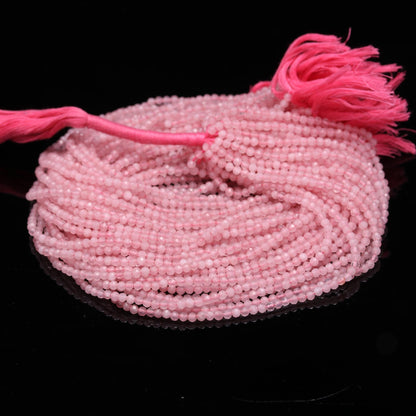 5 Strands Rose Quartz Faceted Rondelle Beads, 3MM Natural Rose Quartz Round Beads, 13" Pink Rose Quartz  Gemstone Bead for Jewelry Making