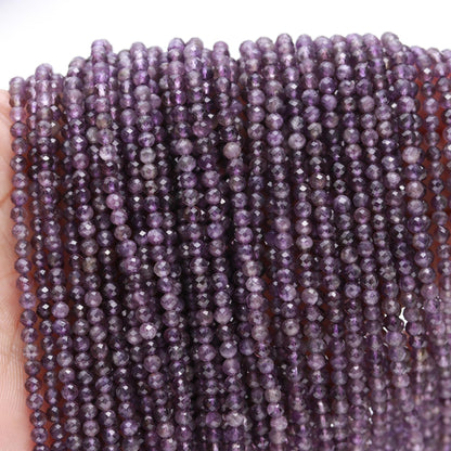 5 Strands Amethyst Faceted Rondelle Beads 3.5 MM Amethyst Rondelle Beads 13" Strand Amethyst Round Gemstone Beads for Jewelry Making Craft