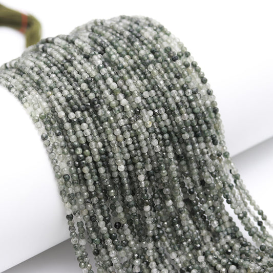 5 Strands Green Rutile Faceted Rondelle Beads 3 MM Rutile Rondelle Beads 13" Strand Natural Green Rutile Round Bead for Jewelry Making Craft