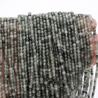5 Strands Green Rutile Faceted Rondelle Beads 3 MM Rutile Rondelle Beads 13" Strand Natural Green Rutile Round Bead for Jewelry Making Craft