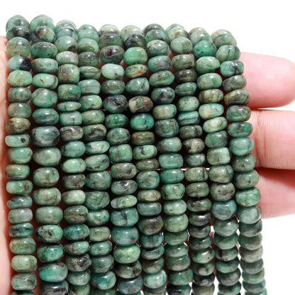 Emerald Smooth Beads 7-8 MM Natural Emerald Smooth Rondelle Sakota Emerald Rondelle 16" Strand for Handmade Designer Jewelry Craft Making