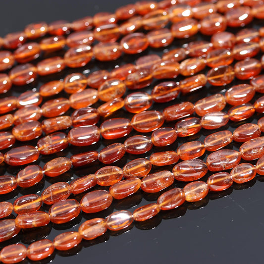 Hessonite Garnet Smooth Oval Beads Natural 6x9 MM - 7x10 MM Hessonite Smooth Oval Shape Beads Garnet Beads for Handmade Jewelry Making Craft