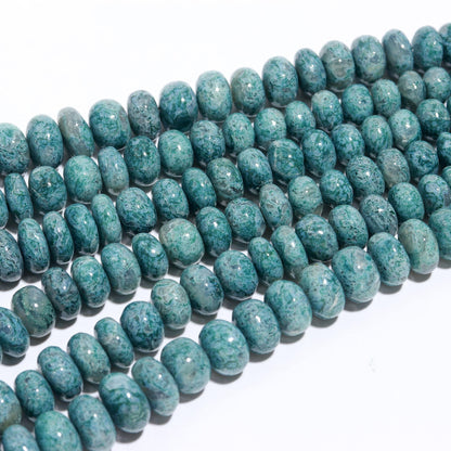 Moss Aquamarine Smooth Beads Natural Moss Aquamarine 8-12 MM Rondelle Smooth Bead Moss Aqua for Designer Handmade Jewelry Making Craft & Art