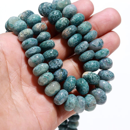 Moss Aquamarine Smooth Beads Natural Moss Aquamarine 8-12 MM Rondelle Smooth Bead Moss Aqua for Designer Handmade Jewelry Making Craft & Art