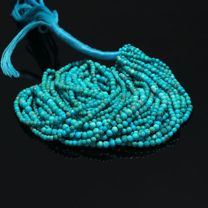 Turquoise Smooth Rondelle Beads Natural Turquoise Smooth Gemstone 3-5 MM Round Beads 17" Strand for Handmade Designer Jewelry Making Craft