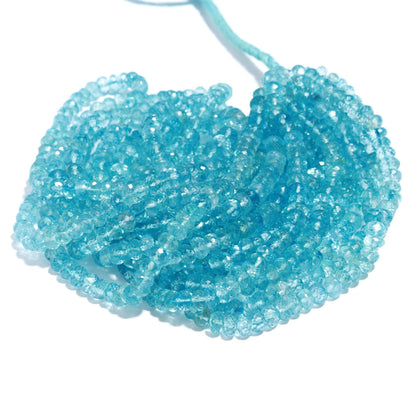 AAA Swiss Blue Topaz Faceted Rondelle Beads, 6-6.5 MM Natural Rondelle Topaz, 16" Strand Blue Topaz Jewelry Necklace Making Beads
