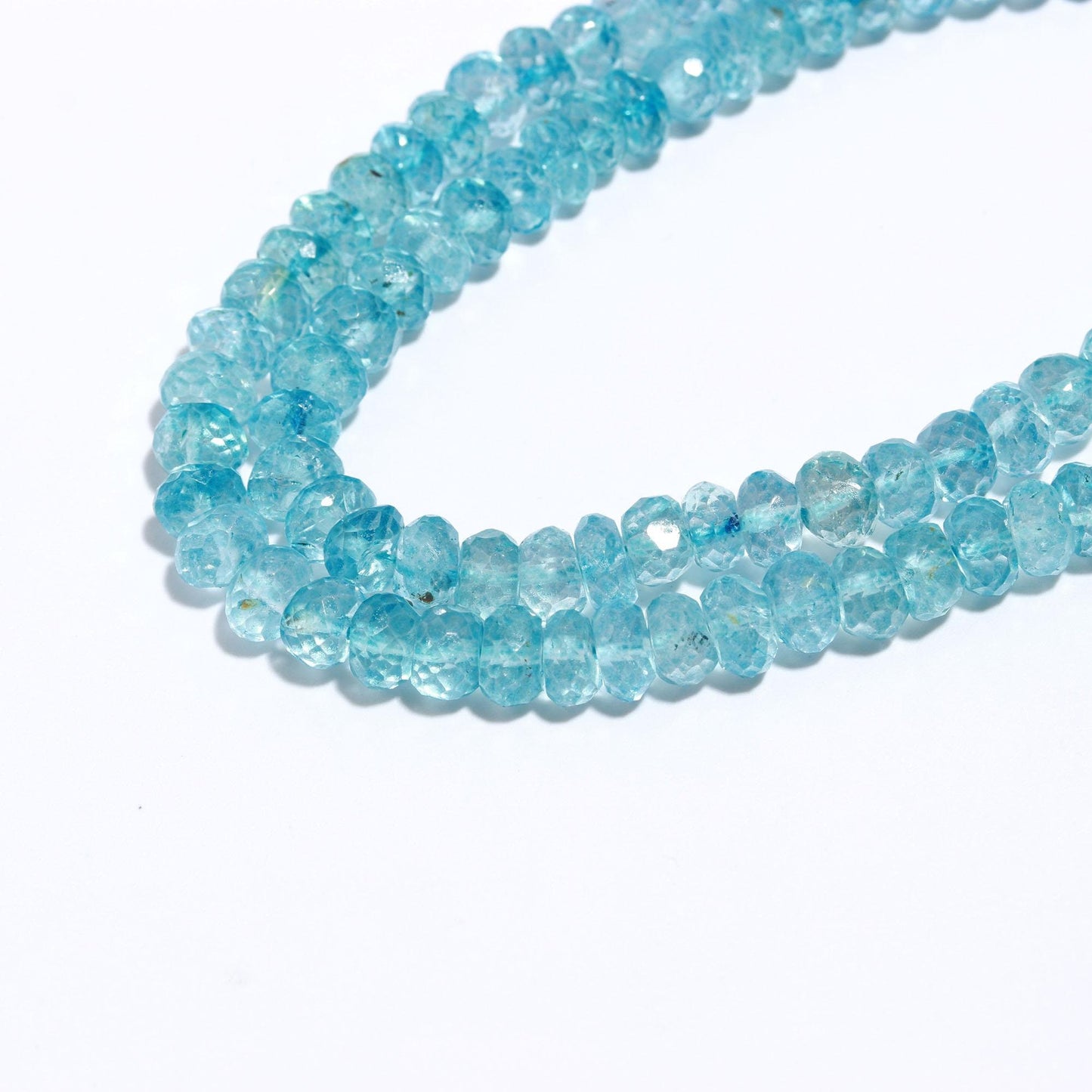 AAA Swiss Blue Topaz Faceted Rondelle Beads, 6-6.5 MM Natural Rondelle Topaz, 16" Strand Blue Topaz Jewelry Necklace Making Beads