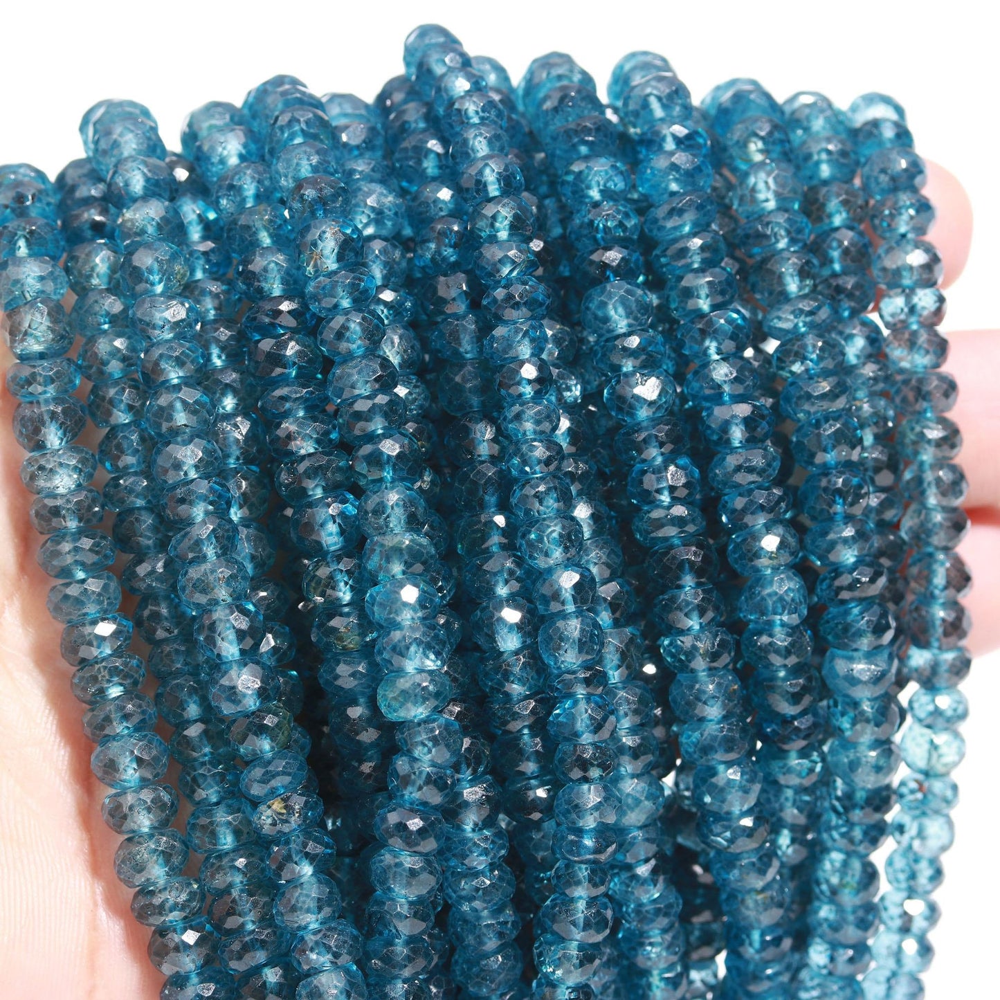 London Blue Topaz Faceted Rondelle 6-7 MM Natural Topaz 16" Strand for Handmade Designer Jewelry Necklace Bracelet Pendant Earring Making