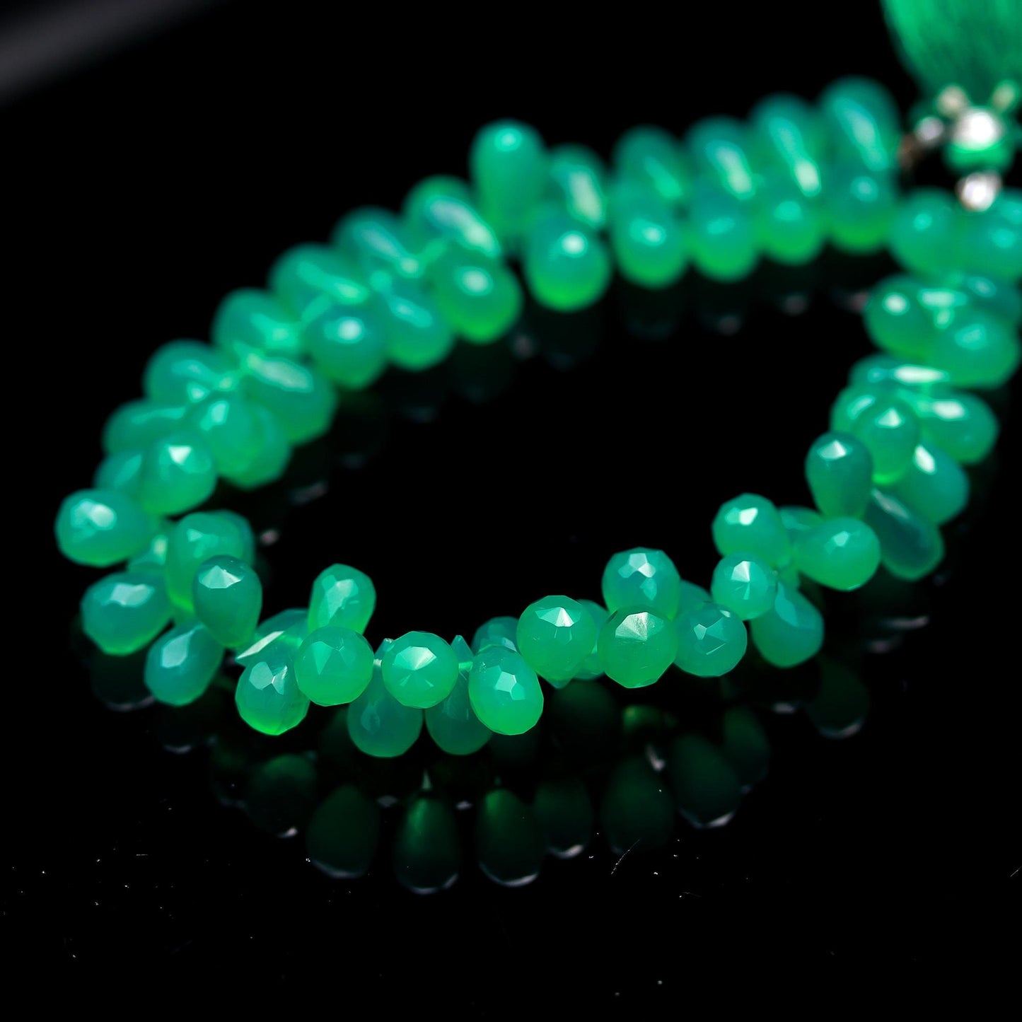 Green Onyx Faceted Tear Shape Beads Natural Green Onyx Tear Shape Briolettes Beads for Handmade Jewelry Necklace Pendant Earrings Making