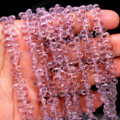 Pink Amethyst Faceted Teardrop Beads Excellent Quality Pink Amethyst Teardrop Shape 5x8 MM Briolettes for Jewelry Necklace Earrings Making