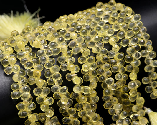 Lemon Quartz Faceted Teardrop Beads Natural Lemon Quartz Side Drop Faceted 6x8 MM Briolettes for Handmade Jewelry Necklace Pendant Earrings