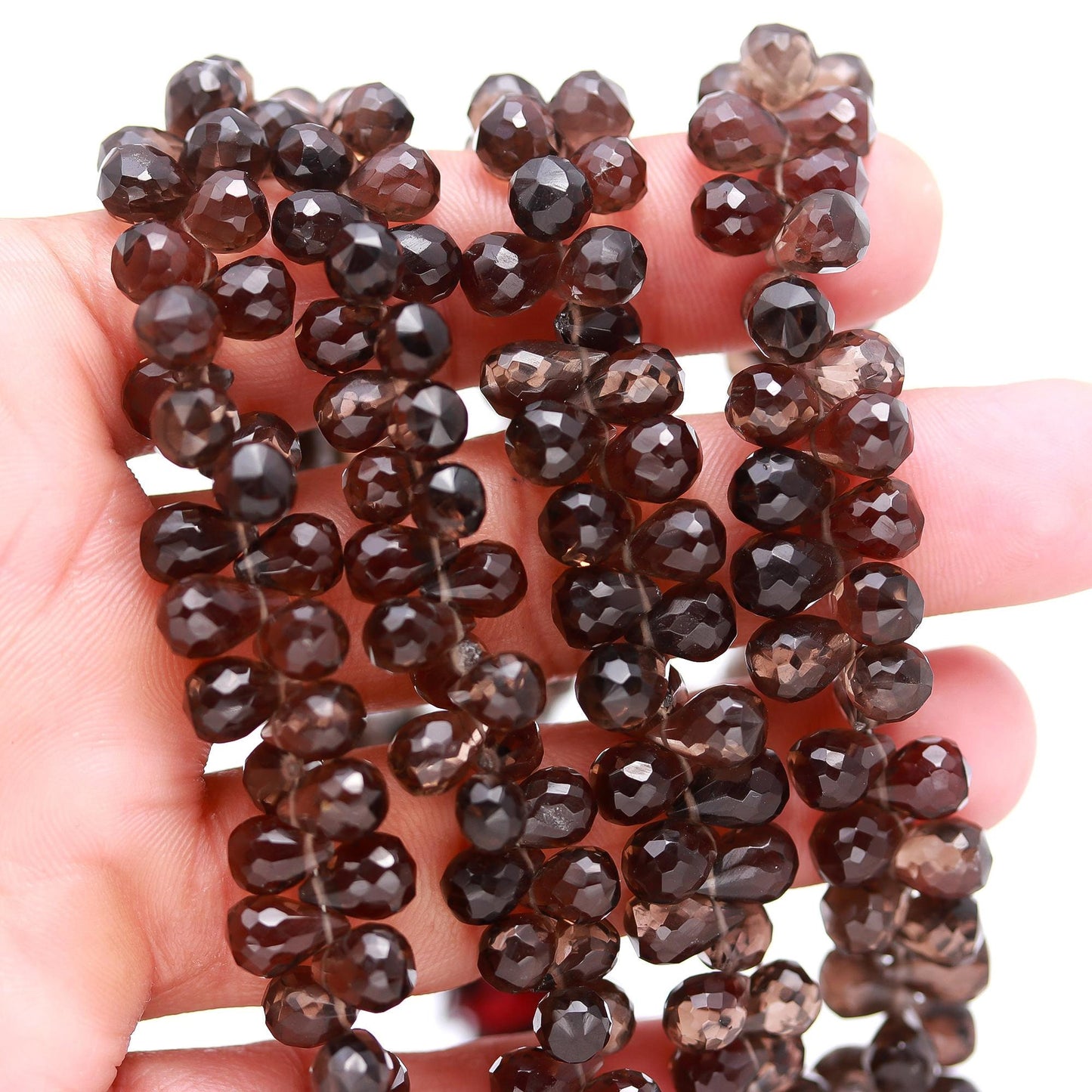 Smokey Quartz Faceted Teardrop Beads Natural Smokey Tear Shape Faceted 6x9 MM  Briolettes for Handmade Jewelry Necklace Pendant Earrings