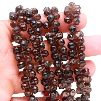 Smokey Quartz Faceted Teardrop Beads Natural Smokey Tear Shape Faceted 6x9 MM  Briolettes for Handmade Jewelry Necklace Pendant Earrings
