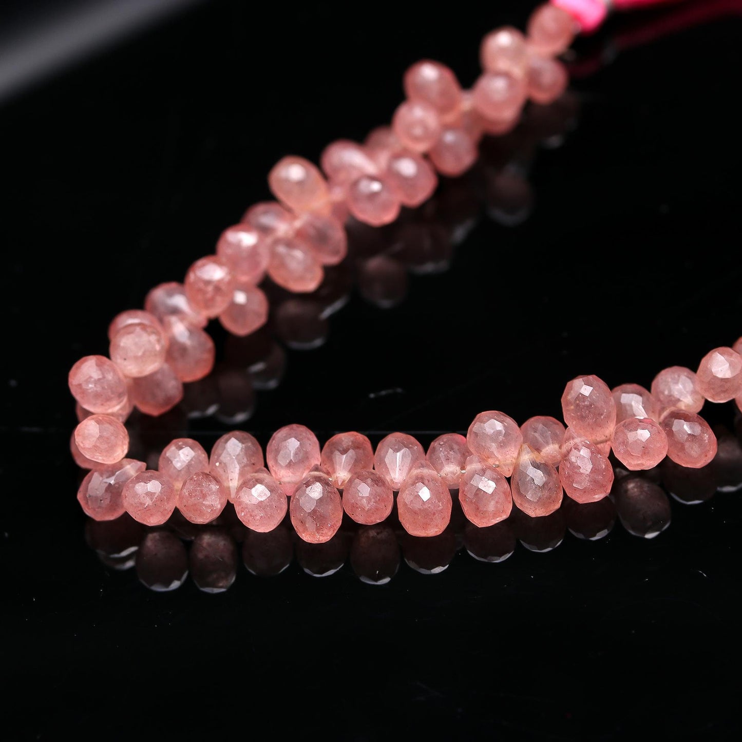 Strawberry Faceted Teardrop Beads Natural Pink Strawberry Tear Faceted 5x8-6x9 MM Briolettes for Designer Jewelry Necklace Earrings Making