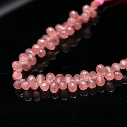 Strawberry Faceted Teardrop Beads Natural Pink Strawberry Tear Faceted 5x8-6x9 MM Briolettes for Designer Jewelry Necklace Earrings Making