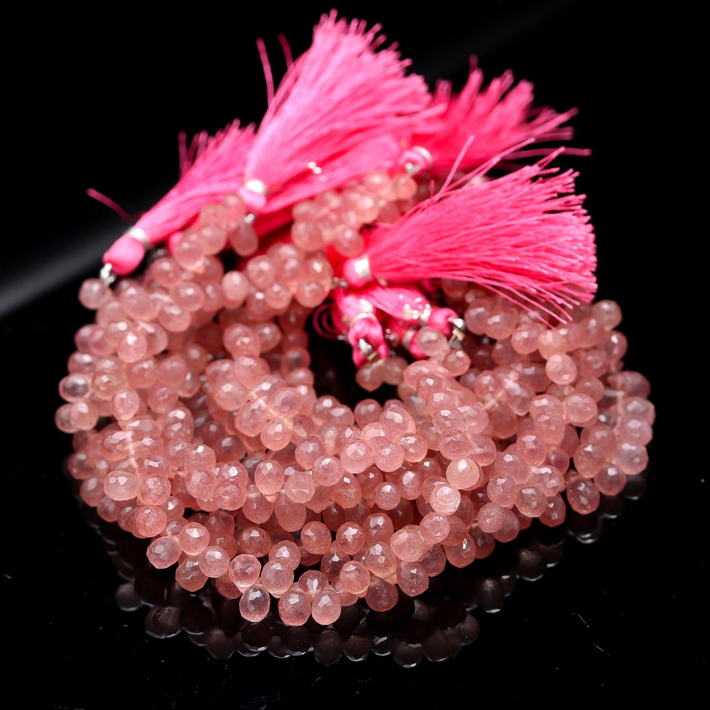 Strawberry Faceted Teardrop Beads Natural Pink Strawberry Tear Faceted 5x8-6x9 MM Briolettes for Designer Jewelry Necklace Earrings Making