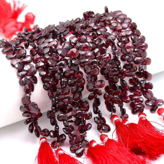 Hyderabad Garnet Faceted Pear Shape Beads Natural Hyderabad Garnet Briolettes Beads Faceted Hyderabad Garnet for Designer Jewelry and Craft