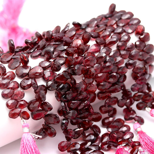 Rodolite Garnet Faceted Pear Shape Beads Natural Rodolite Garnet Faceted Briolettes for Jewelry Making Necklace Bracelet Pendant Earrings