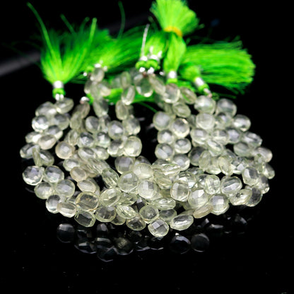 AAA Natural Green Amethyst Faceted Heart Shape Beads 6-7 MM Green Amethyst Briolette Beads Green Amethyst Gemstone Beads for Jewelry Making