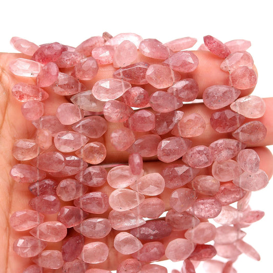 Strawberry Faceted Pear Shape Beads Natural Strawberry Pear Shape Briolettes for Designer Jewelry Making Necklace Bracelet Pendant and Craft