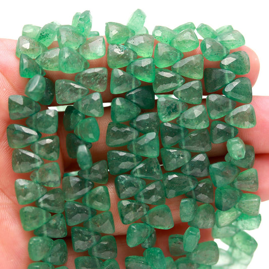 Strawberry Faceted Triangle Shape Beads Natural Green Strawberry Shaded Triangle Shape Bead Faceted Green Strawberry Bead for Jewelry Making