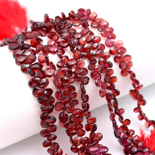 Mozambique Garnet Faceted Pear Shape Beads Natural Garnet Briolettes Beads Faceted Garnet Pear Shape Beads for Designer Jewelry Making Craft