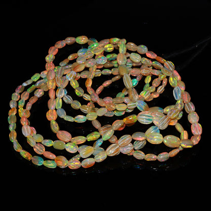 Multi Flash Ethiopian Opal Faceted Oval Shape Beads Natural Fire Ethiopian Opal Oval Beads AAA+ 16" Ethiopian Opal for Jewelry Making Craft