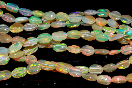 Multi Flash Ethiopian Opal Faceted Oval Shape Beads Natural Fire Ethiopian Opal Oval Beads AAA+ 16" Ethiopian Opal for Jewelry Making Craft