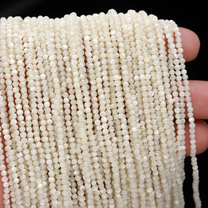 5 Strands Mother Of Pearl Faceted Rondelle Beads 2.5 MM Mother Of Pearl Rondelle 12" Strand Natural MOP for Designer Jewelry Making Craft