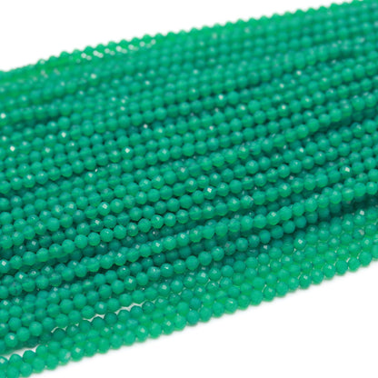 5 Strands Green Onyx Faceted Round Beads 3.5 MM Green Onyx Round Beads Faceted 13" Strand Natural Green Onyx for Designer Jewelry Making