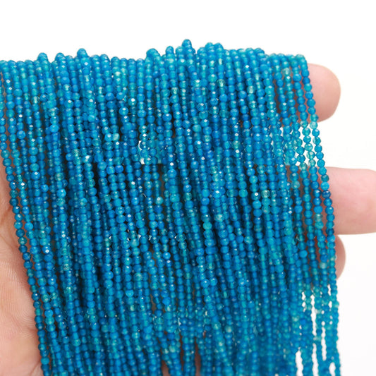 5 Strands AAA Natural Neon Apatite Faceted Rondelle Beads, 2.25 MM Apatite Rondelle Faceted Bead, 12" Neon Blue Apatite Rondelle Bead Strand