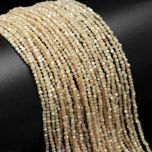 5 Strands Mother Of Pearl Faceted Rondelle Beads 2 MM Mother Of Pearl Rondelle Beads 12.5 Inch Strand MOP Gemstones for Jewelry Making Craft