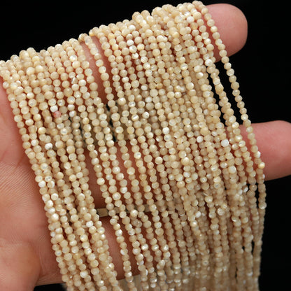 5 Strands Mother Of Pearl Faceted Rondelle Beads 2 MM Mother Of Pearl Rondelle Beads 12.5 Inch Strand MOP Gemstones for Jewelry Making Craft