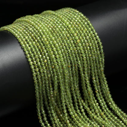 AAA Peridot Faceted Rondelle Beads, 3 MM Green Peridot Rondelle Beads 13" Strand Peridot Bead for Jewelry Making Craft Natural Gemstone