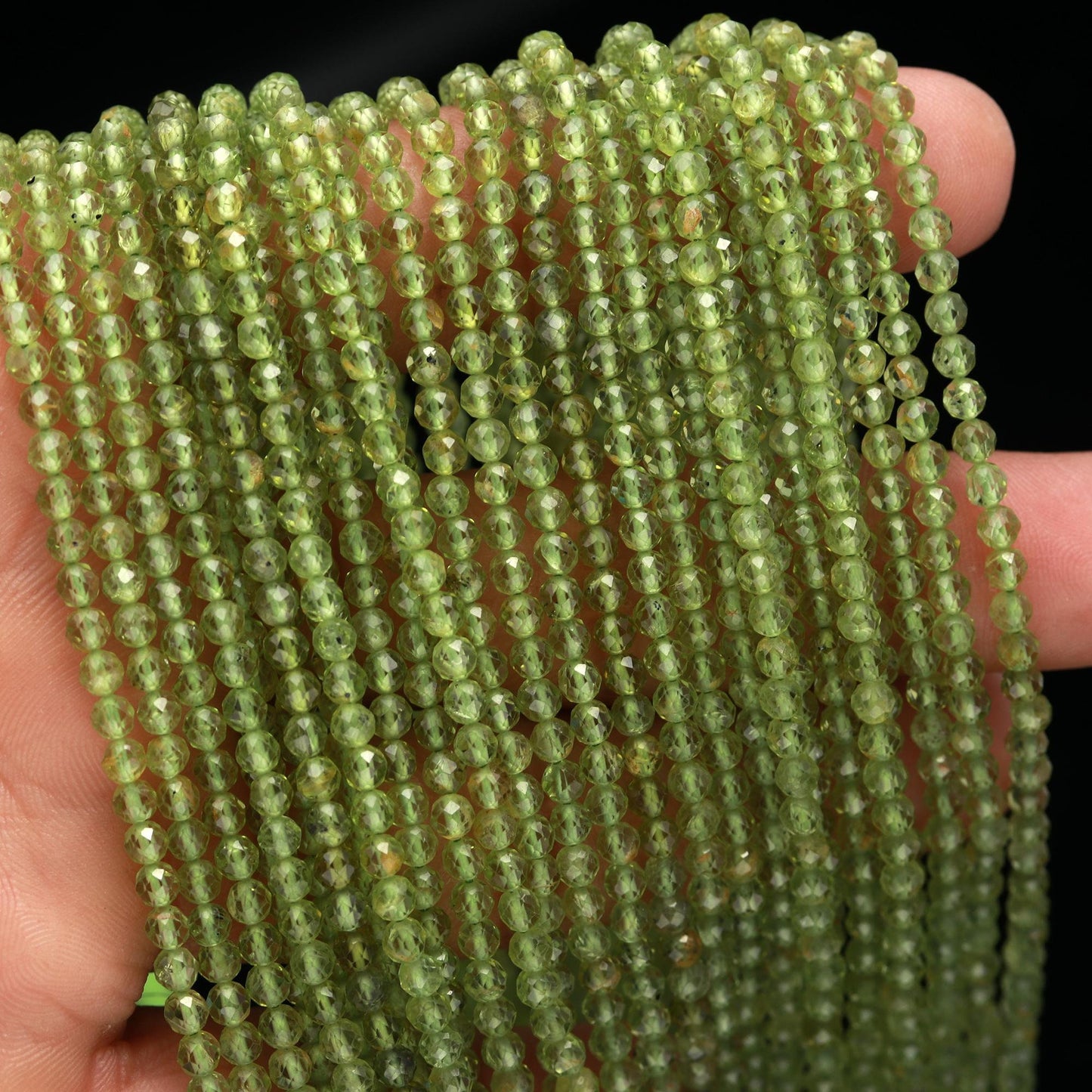 AAA Peridot Faceted Rondelle Beads, 3 MM Green Peridot Rondelle Beads 13" Strand Peridot Bead for Jewelry Making Craft Natural Gemstone